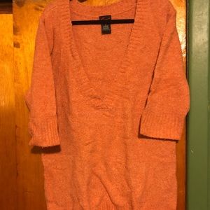 Deep V neck peach super soft sweater